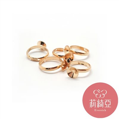 【60063A】可調式漏斗型戒指台-金色 8mm / 春仔花 / 纏花 (10入)