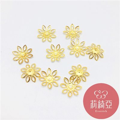 【60575】雲彩花朵造型大花托-金色(10入)