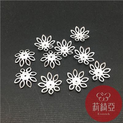 【60575A】雲彩花朵造型大花托-白銀(10入)