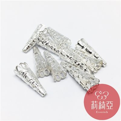 【60571A】春仔花 纏花 飾件&流蘇頭-10入銀色23mm