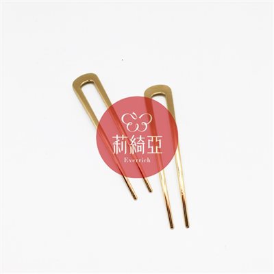【60596A】時尚流羨雙插式髮插-鍍金色(2入)