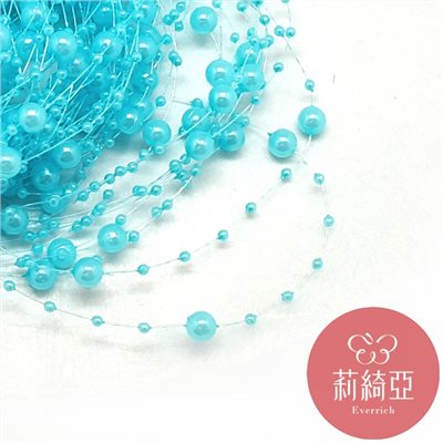【60090】新娘捧花大小連線珍珠-水藍色