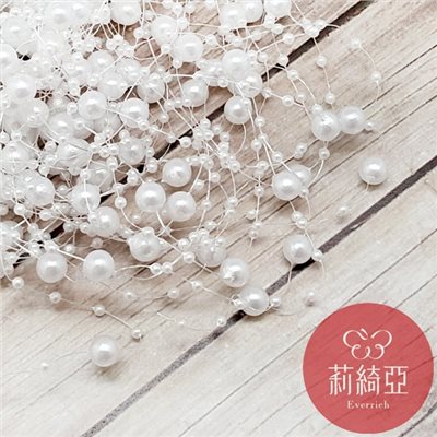 【60090-1】新娘捧花大小連線珍珠-白色
