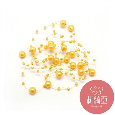 【60090-4】新娘捧花大小連線珍珠-黃色