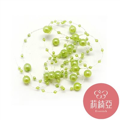 【60090-6】新娘捧花大小連線珍珠-綠色