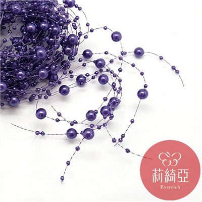 【60090-8】新娘捧花大小連線珍珠-紫色