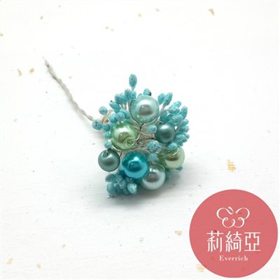 【60342】新娘珠飾花心組-藍色 (2入)