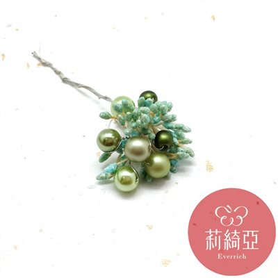 【60344】新娘珠飾花心組-綠色 (2入)