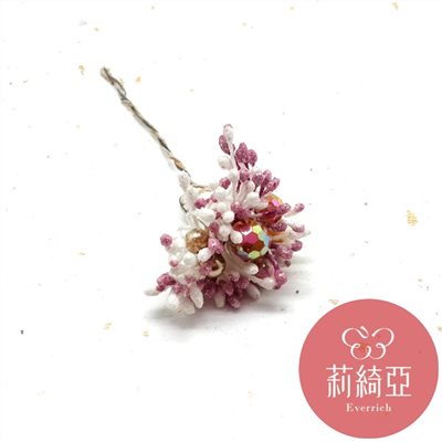 【60345】新娘珠飾花心組-粉色 (2入)