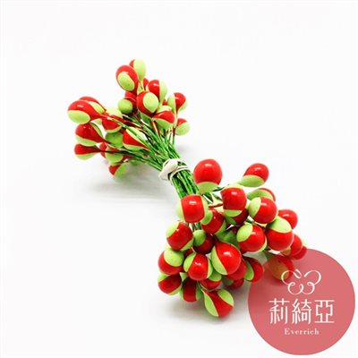 【60082-2】花芯-紅綠雙色珠
