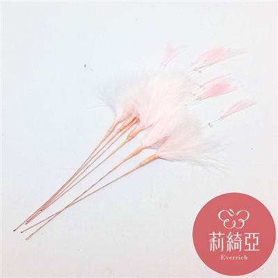 【Y0112A】日本-裝飾短羽毛-粉色(6支入)