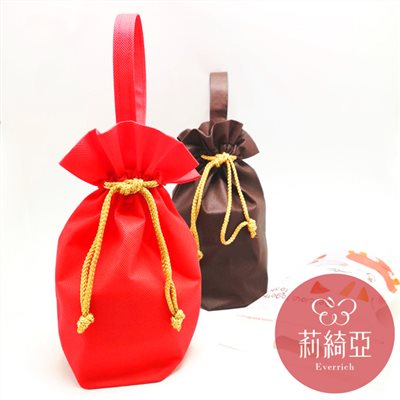 不織布束口袋-素面 咖啡色