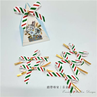 【30484】帽帶印刷蝴蝶結-聖誕9mm