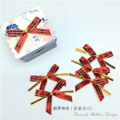 【30491】特多金蔥緞帶蝴蝶結-酒紅9mm