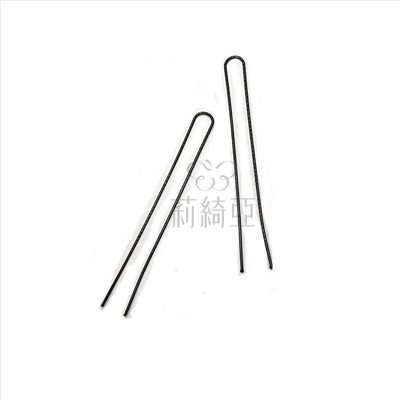 【60701】日式U形黑色螺紋髮插-7cm (12入)