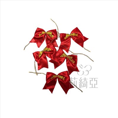 【60701A】紅色金蔥綁帶蝴蝶結