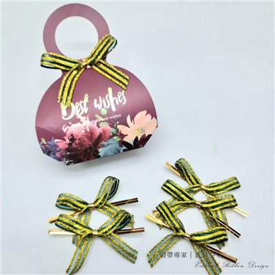 【30498】金蔥緞帶蝴蝶結-綠色 9mm