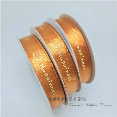 小熊金色單面尼龍發泡燙金 15mm
